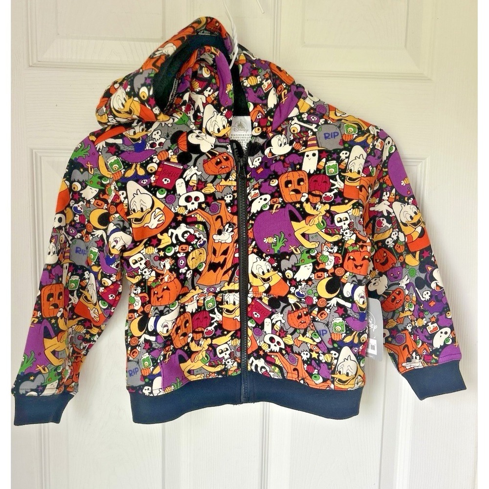 Disney Parks Hoodie Kids XS Size 4/5 Halloween Mickey & Friends Full Zip New HHH